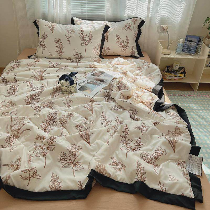 复古法式赫本风黑白花边水洗棉四件套亲肤被子夏凉被床笠空调夏被,淘宝优惠券,粉丝福利购,淘宝优惠卷