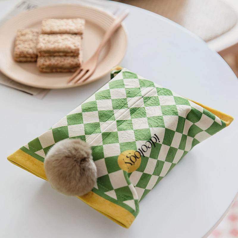 M204棋盘格子纸巾抽套布艺纸巾盒装饰纸巾套罩办公室客厅家用车载,淘宝优惠券,粉丝福利购,淘宝优惠卷