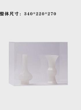 新中式现代琉璃花瓶茶色绿色花器摆件博古架摆件书柜装饰品样板房