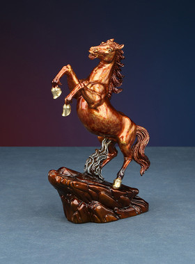 彩铜创意马摆件马到成功奋马扬蹄家居装饰品客厅办公室摆件