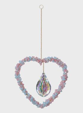 圆形爱心碎石粉色彩色diy几何形状灯饰球吊坠配饰ab紫色水晶挂件