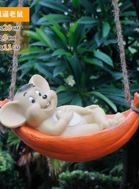 庭院花园别墅院子室外装饰仿真树脂雕塑动物秋千树上挂件造景摆件