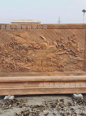 厂家定制石雕影壁墙晚霞红照壁花岗岩浮雕门墙玄关屏风迎背景墙