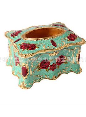 欧式纸巾盒客厅装饰摆件家居奢华金属餐纸盒ktv高档抽纸盒