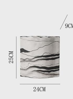 样板间直供北欧圆圈圈新中式宽口黑白陶瓷花瓶花器厂家酒店会所