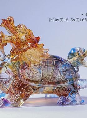 家居装饰品琉璃龙龟四神兽金钱龟摆件办公室工艺品春秋