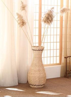 手工编织草绳花瓶摆件插干花绢花编织花器客厅餐厅橱窗防摔摆件