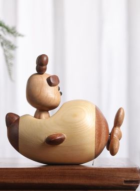 热销工厂直销乌檀木拼接飞行狗摆件实木创意装饰可爱桌面小狗桌面