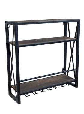 木质壁式红酒架木制倒挂酒杯酒瓶架玻璃挂壁厨房饭店酒吧储酒架