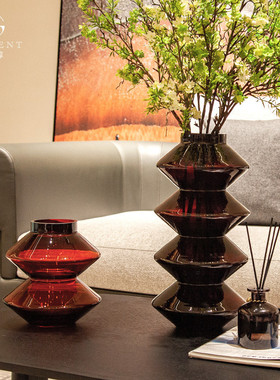热销晶淳 复古波尔多红菱艺术品宝塔现代形 桌面大摆件客厅高级工