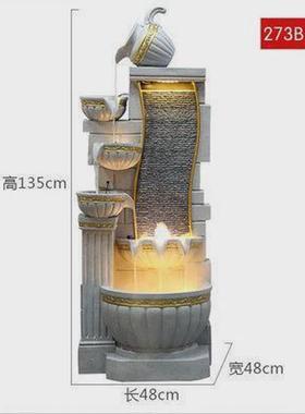 欧式客厅室内家用流水摆件生财玄关落地喷泉循环水景观创意养鱼池