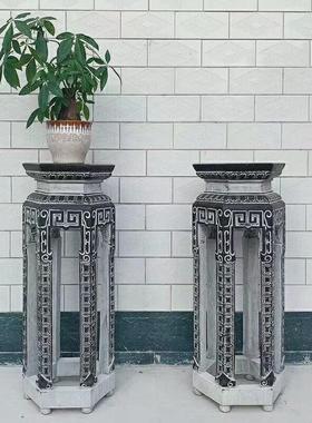 石雕中式花架盆景台石头架子仿古花盆架底座庭院户外落地花台摆件