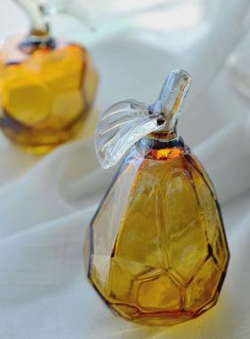 黄色透明玻璃花瓶客厅卧室玻璃装饰品ins风家居摆件茶几插花花瓶