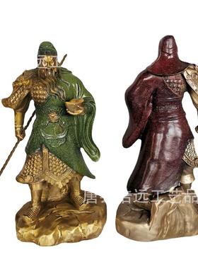 忠义千秋铜关公神像摆件纯铜九龙关公工艺品战袍关公铜雕工艺品
