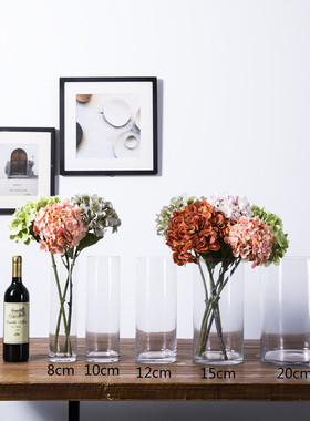 透明玻璃富贵竹花瓶摆件客厅插花桌面水培圆柱形直筒现代家居落地