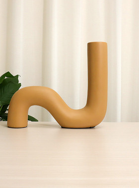 现代简约弯管不规则创意花瓶摆件家居客厅餐厅干花插花家居装饰品