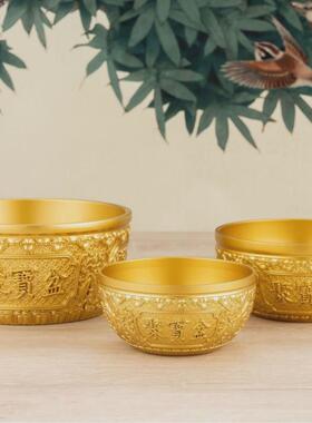 摆件麒麟聚宝盆招财进宝客厅书房茶几电视柜装饰品黄铜制品中式