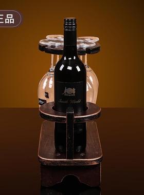 酒神牌仿古铜蘑菇欧式红酒实木创意酒架酒架葡萄酒酒架木质红酒架