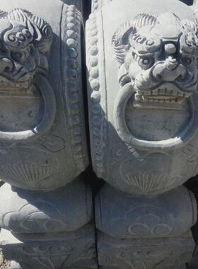 石雕门墩抱鼓石一对别墅中式庭院门口石鼓装饰摆件青石福字抱鼓石