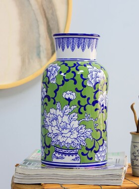 陶瓷花瓶高级感青花瓷家居装饰品玄关客厅摆件酒店工艺品创意ins