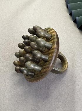 小号紫檀指环按摩梳头皮按摩梳子便携美发梳多功能木质绿檀按摩梳