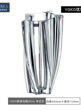 捷克进口水晶花瓶奢华欧式大号透明加厚插花现代玻璃家用大花瓶