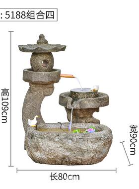 仿古创意假山喷泉流水摆件鱼池石磨水车客厅阳台大堂庭院装饰品