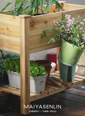 阳台蔬菜种植箱架花箱露台室内户外家用可移动种菜箱实木大容量高