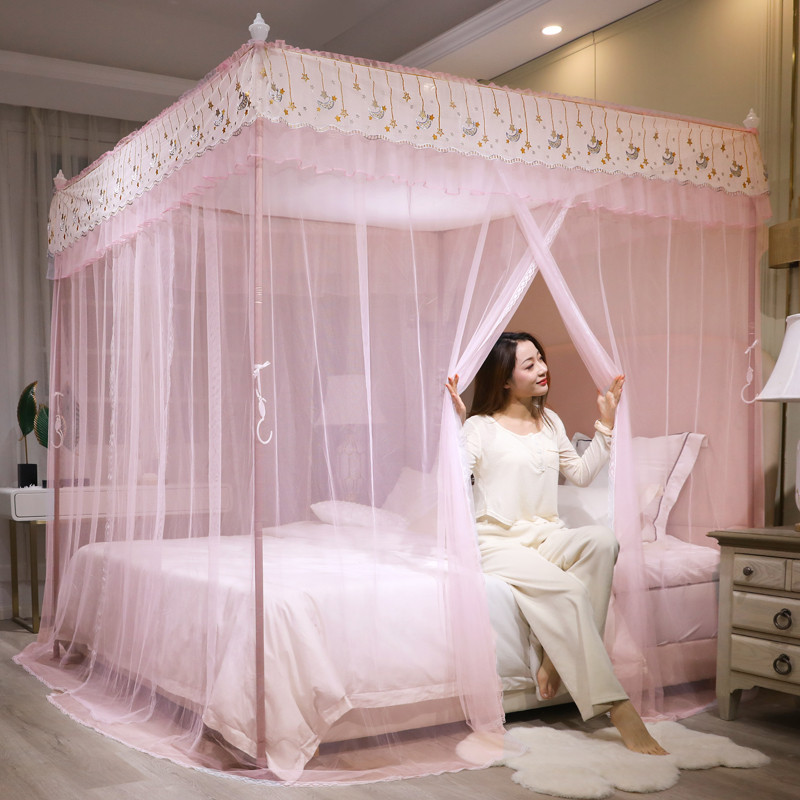 9n纹2024新款1米8大床落地式卧室1米5床一米二床宫廷老式蚊帐家用 - 图2