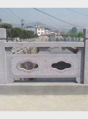 花岗岩石栏板简易河道石雕护栏芝麻灰石材栏板厂便宜花岗岩石栏杆