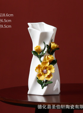 德化白瓷纯手工捏家居传统工艺复古陶瓷花瓶系列摆件插花花插花器