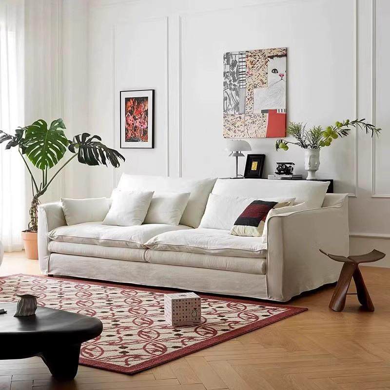 侘寂风亚麻布艺沙发现代可全拆洗法式奶油风超宽坐深羽绒怀抱沙发,淘宝优惠券,粉丝福利购,淘宝优惠卷