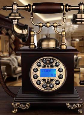 仿古电话机欧式老式复古实木家用旋转拨号金属家用固定电话座机