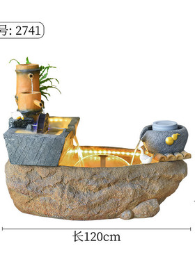 田园假山流水喷泉落地摆件鱼池客厅阳台别墅田园酒店大堂装饰造景