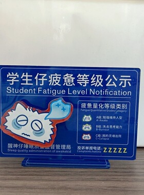 网红打工人疲劳等级公示牌木质卡通贴片桌面装饰同事搞怪互送趣味