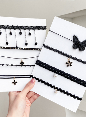 黑色项链锁骨链女高级感2024颈链颈带项圈脖子配饰