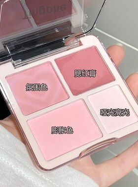 四色腮红高光盘粉膨胀色哑光高光提亮面中腮红盘裸色