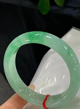 【带证书】高端珠宝翡翠手镯冰种果绿色天然A级翡翠玉手镯贵妃镯
