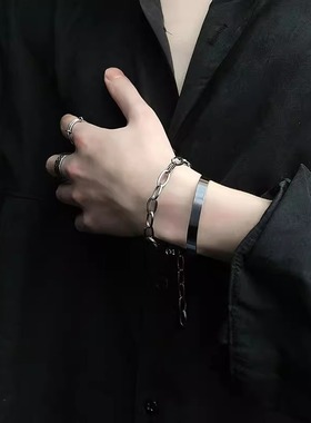钛钢简约冷淡风纯色光面手环男女小众设计气质复古经典素圈手镯