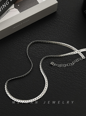 压花古巴链男潮个性锁骨链轻奢小众设计蛇骨链高级感女生钛钢颈链