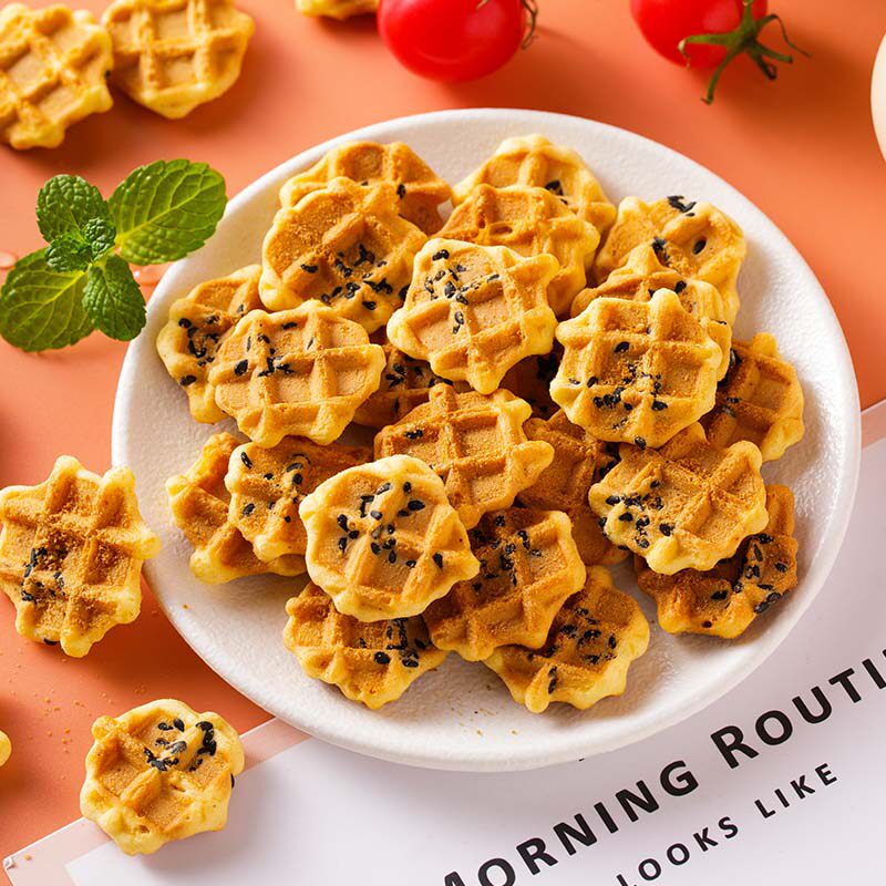 华夫脆黑芝麻鸡蛋煎饼干可可薄脆网红办公休闲零食下午茶散装批发
