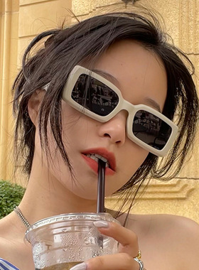 森蓝家新款复古欧美风方形粗边框太阳镜 潮流女士街拍凹造型墨镜