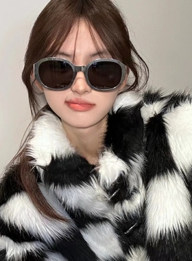 2023新款个性椭圆女士金属墨镜街头防紫外线复古太阳镜高级感男