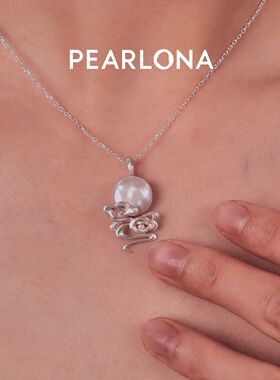 PEARLONA磐石云松 祥云明月巴洛克珍珠银吊坠锁骨链新中式银饰