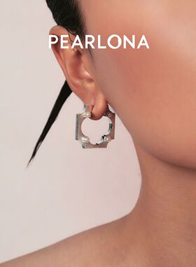 PEARLONA磐石云松海棠窗巴洛克珍珠镂空耳环S925银耳饰女新中式
