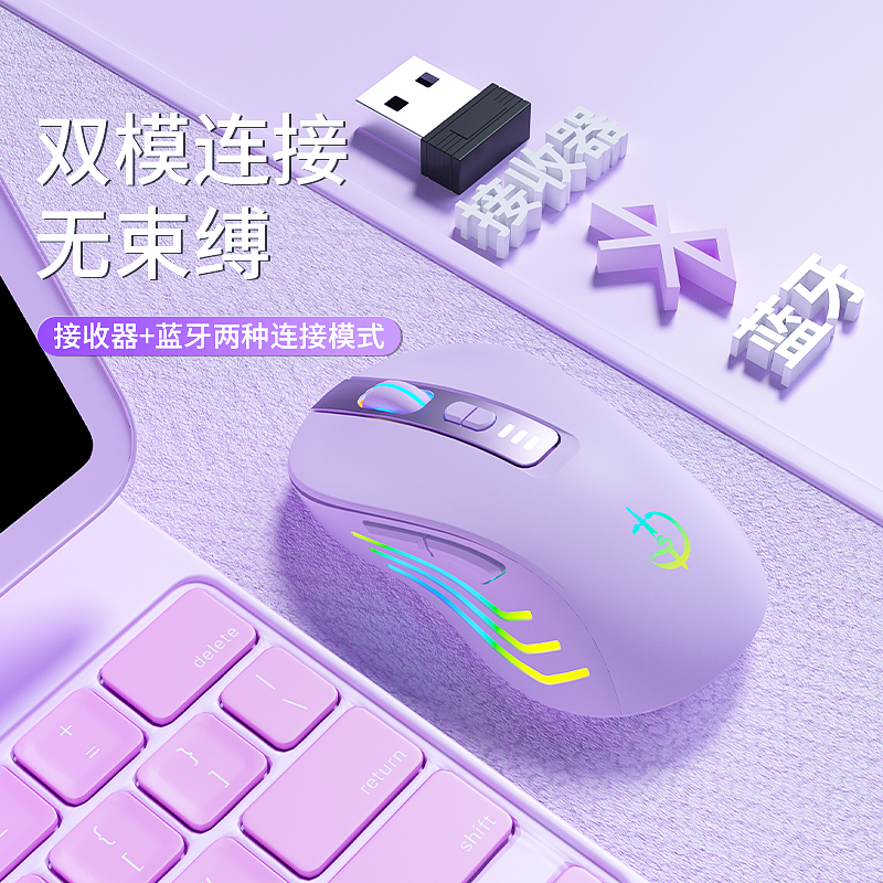 蓝牙无线鼠标静音充电游戏电竞男女生适用电脑笔记本台式ipad平板