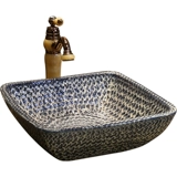 Синий керамический квадратный антикварный гигиенический таз