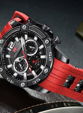 Men's business watch waterproof运动男防水石英表硅胶