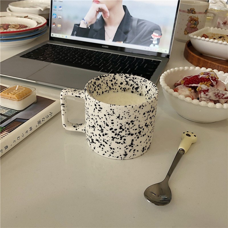 Ins  Retro Ceramic Splash Ink Wave Dot Mug Coffee Mi - 图0