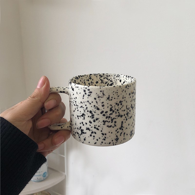 Ins  Retro Ceramic Splash Ink Wave Dot Mug Coffee Mi - 图1